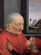 GHIRLANDAIO, Domenico An old man with a boy's portrait oil on canvas